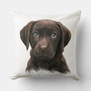 Adorable Chocolate Lab Throw Pillow