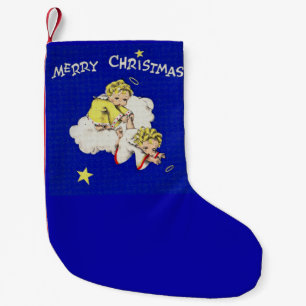 adorable Christmas angels one losing his halo Small Christmas Stocking