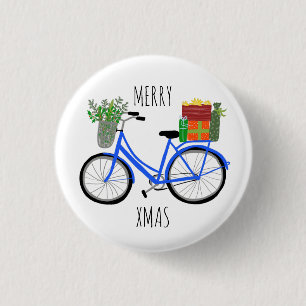 Adorable Christmas Bicycle Holiday Xmas Gifts 1 Inch Round Button