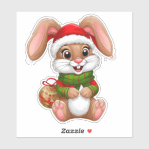 Adorable Christmas Bunny With Santa Hat