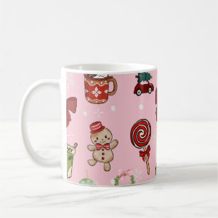 Adorable Christmas Candy and Cocoa Pattern Coffee Mug