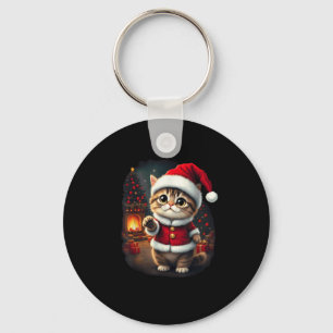 Adorable Christmas Cat Santa Claus Lovely Xmas Kit Keychain