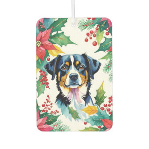 Adorable Christmas Dog And Cat With Poinsettias Air Freshener