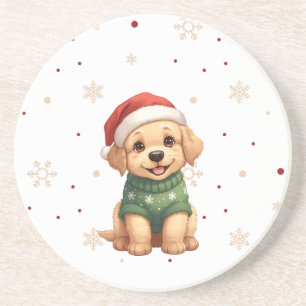 Adorable Christmas Dog - Festive Puppy Christmas Coaster
