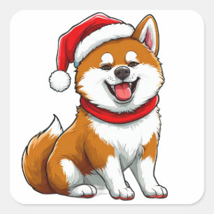 Adorable Christmas Dog Square Sticker
