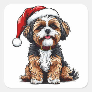 Adorable Christmas Dog Square Sticker
