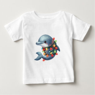 Adorable Christmas Dolphin Baby T-Shirt