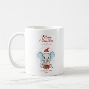 Adorable Christmas Elephant Personalized Coffee Mug