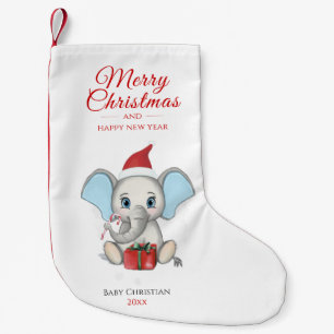 Adorable Christmas Elephant Personalized Small Christmas Stocking
