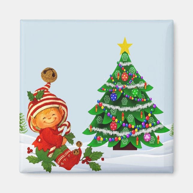Adorable Christmas Elf Magnet (Front)
