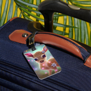 Adorable Christmas Fawn Luggage Tag