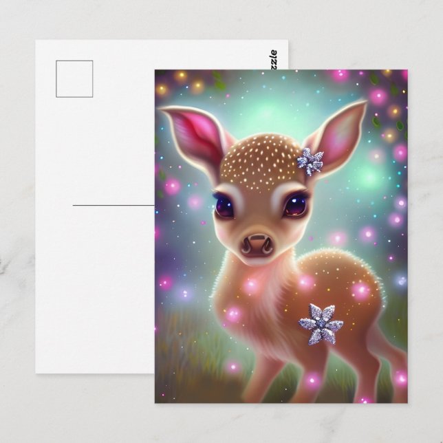 Adorable Christmas Fawn Postcard (Front/Back)
