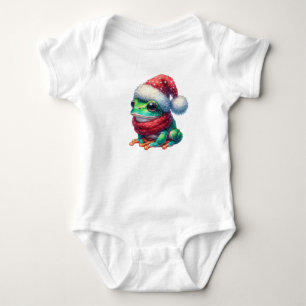 Adorable Christmas Frog Baby Bodysuit