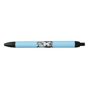 Adorable Christmas Girl with Pout - Cute Gift Idea Black Ink Pen