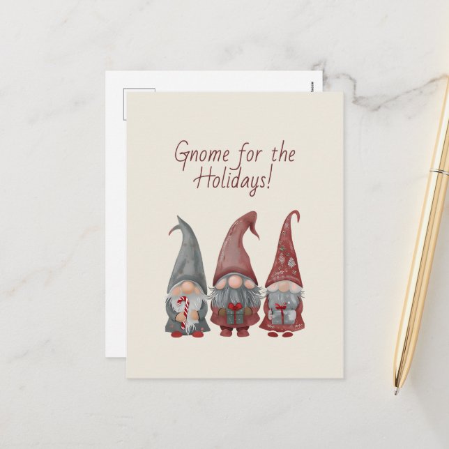 Adorable Christmas Gnomes with Holiday Cheer Card  (Front/Back In Situ)