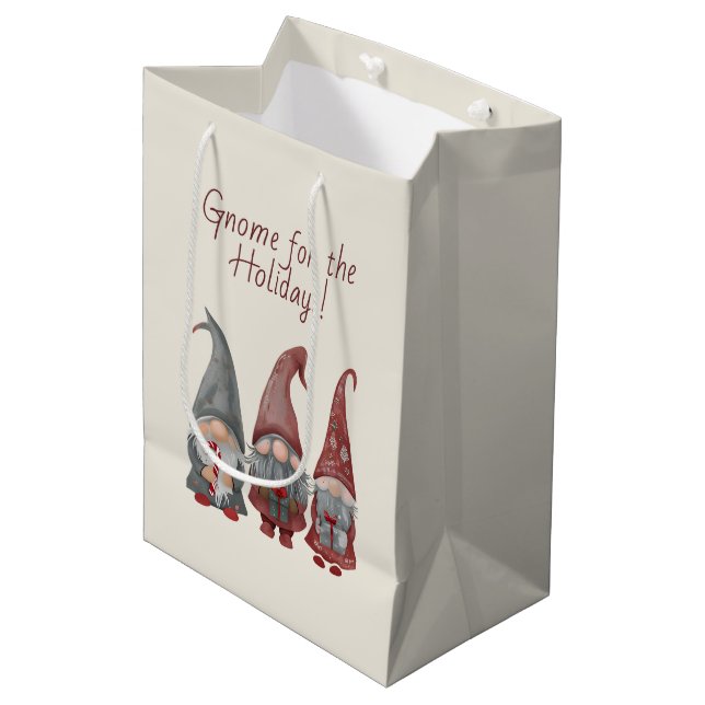 Adorable Christmas Gnomes with Holiday Cheer  Medium Gift Bag (Front Angled)