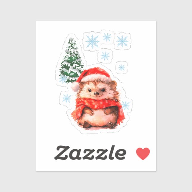 Adorable Christmas Hedgehog Sticker - Festive Wint (Sheet)