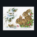 Adorable Christmas/Holiday Postcard<br><div class="desc">Winter Rabbits Postcard</div>