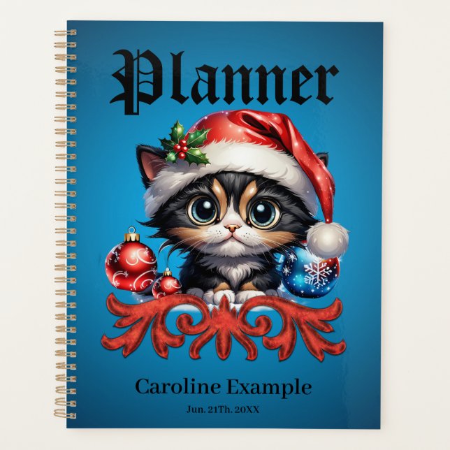 Adorable Christmas kitten. Planner (Front)