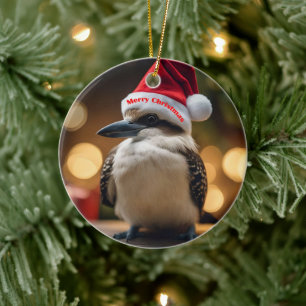 Adorable Christmas Kookaburra,  Ceramic Ornament