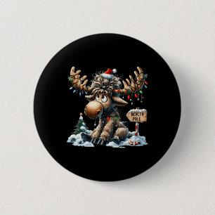 Adorable Christmas Moose Merry Christmoose Men Wom 2 Inch Round Button