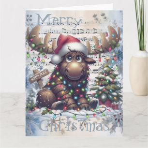 Adorable Christmas Moose Winter Christmas Card