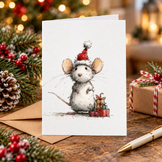 Adorable Christmas Mouse Card