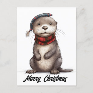 Adorable Christmas Otter Holiday Postcard