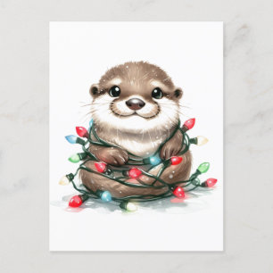 Adorable Christmas Otter Postcard