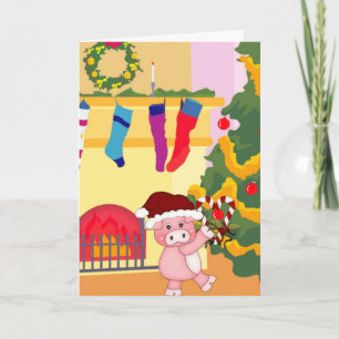 Adorable Christmas Pig Card