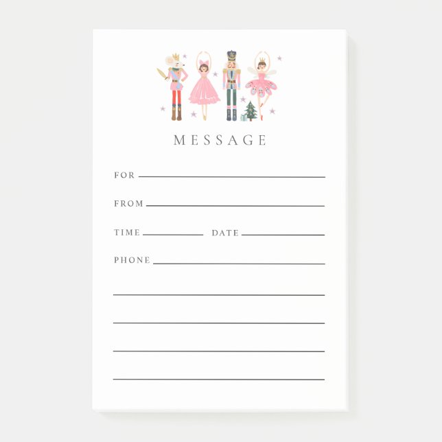 Adorable Christmas Pink Nutcracker Desk Message Post-it Notes (Front)