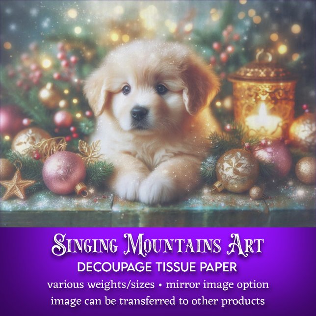 Adorable Christmas Puppy Craft Decoupage Tissue Paper (Creator Uploaded)