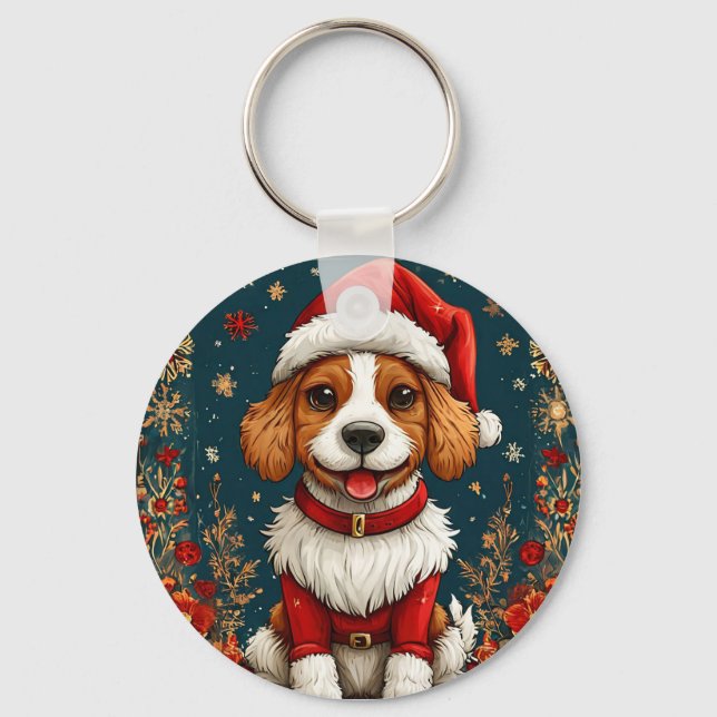Adorable Christmas Puppy Keychain (Front)