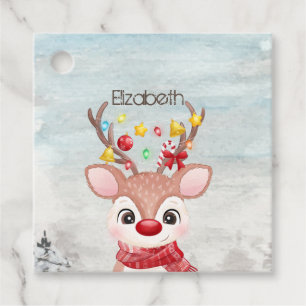 Adorable Christmas Reindeer  Favour Tags
