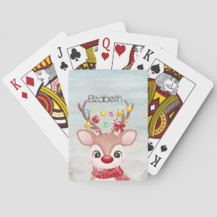 Adorable Christmas Reindeer   Playing Cards