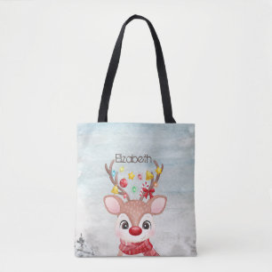 Adorable Christmas Reindeer Tote Bag