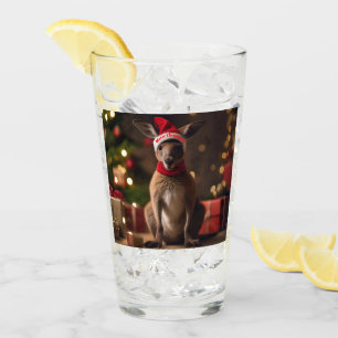 Adorable Christmas Santa Kangaroo, Glass
