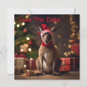 Adorable Christmas Santa Kangaroo, Save The Date