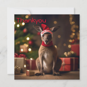 Adorable Christmas Santa Kangaroo, Thank You Card