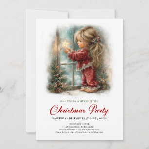 Adorable Christmas Scene Girl Holiday Party Invite