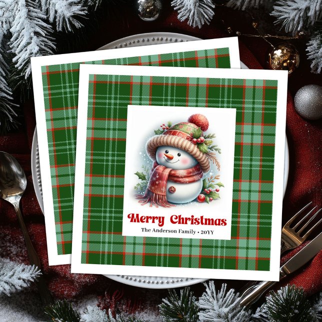 Adorable Christmas Snowman Napkins Editable Custom (Adorable Christmas Snowman Napkins Editable Custom Name

)