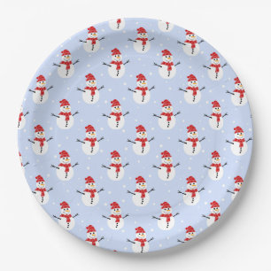 Adorable Christmas Snowman Patterns Festive  Paper Plate