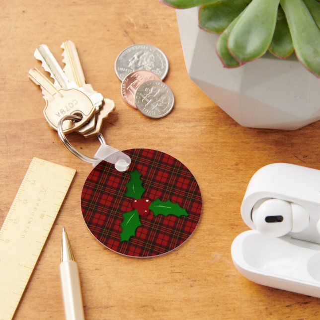Adorable Christmas tartan key chain (Desk)