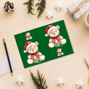 Adorable Christmas Teddy Bear Tissue Paper