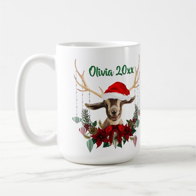 Adorable Christmas Toggenburg Goat Kid Coffee Mug (Left)