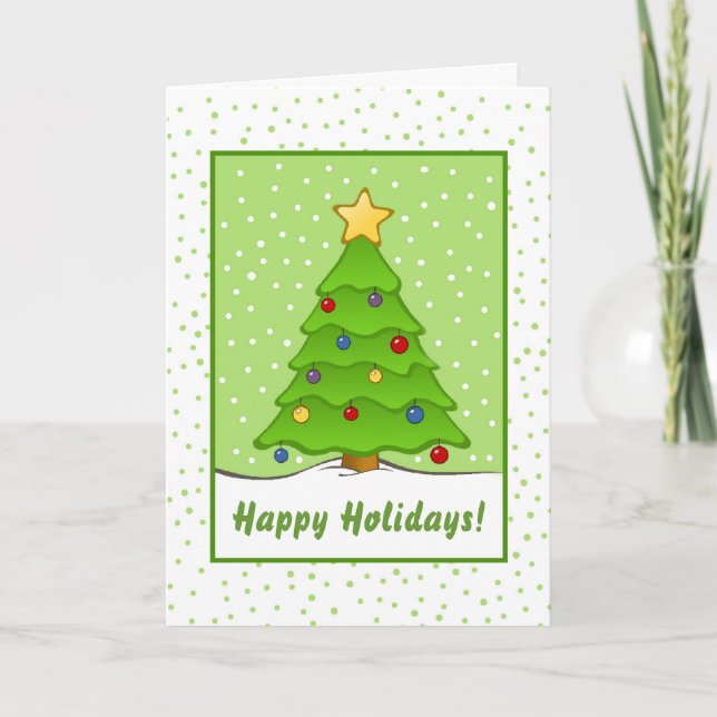 Adorable Christmas Tree Art Holiday Card (Front)