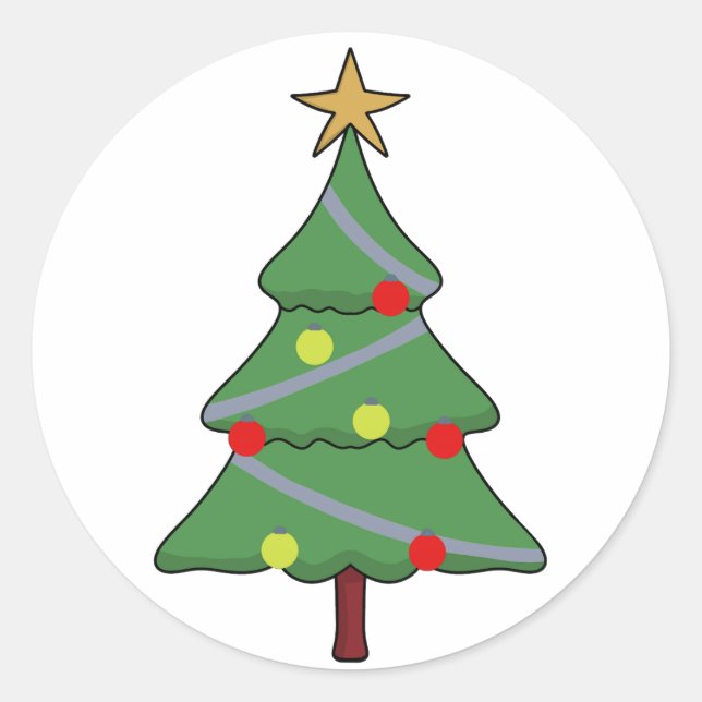 Adorable Christmas Tree Classic Round Sticker (Front)