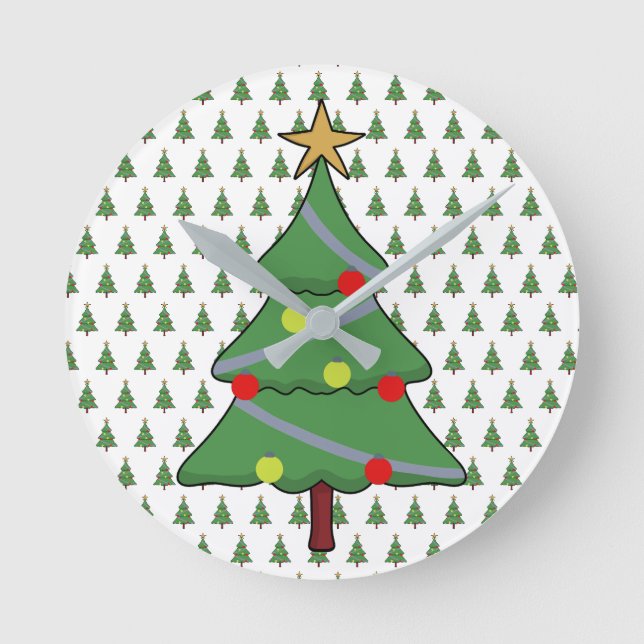 Adorable Christmas Tree Round Clock (Front)