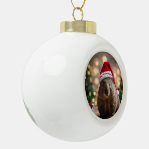 Adorable Christmas Wombat, Ceramic Ball Christmas Ornament