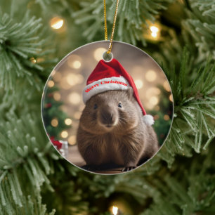 Adorable Christmas Wombat, Ceramic Ornament